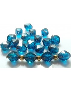 Margele sticla Fire Polish Cehia Antik FAS 8 x 6 mm -  Capri Blue 2