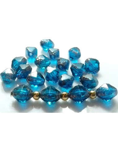 Margele sticla Fire Polish Cehia Antik FAS 8 x 6 mm -  Capri Blue