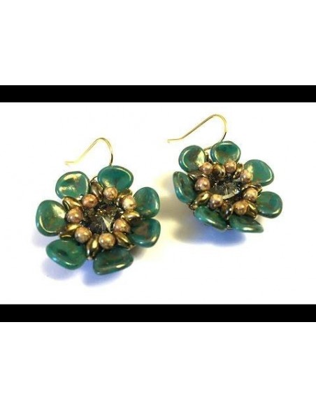 Margele sticla presata Cehia petale 14 x 13 mm - Combined Red