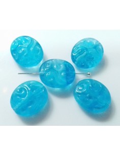 Margele Cehia sticla presata oval embosat 17x14 mm - Combined Blue 2