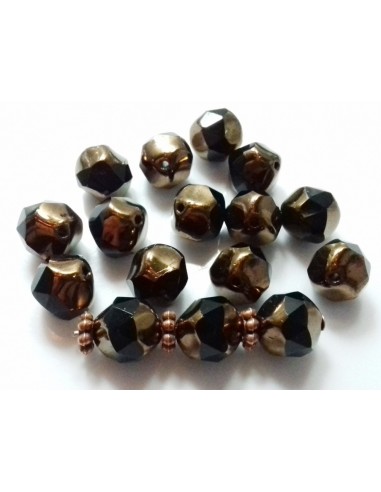 Margele Cehia sticla Fire Polish Baroque finisaj cuprat 9mm