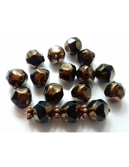 Margele Cehia sticla Fire Polish Baroque finisaj cuprat 9mm