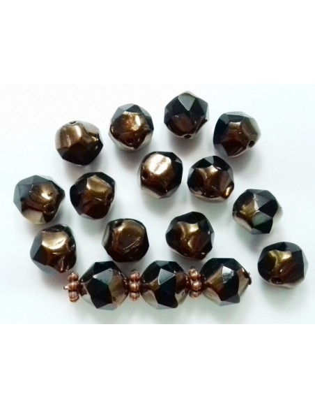 Margele Cehia sticla Fire Polish Baroque finisaj cuprat 9mm