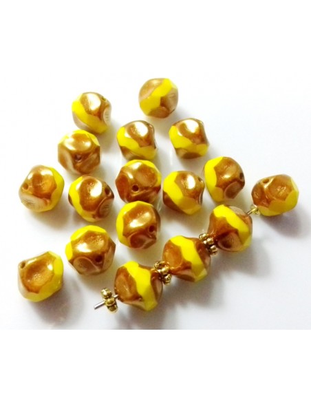 Margele Cehia sticla Fire Polish Baroque finisaj vintage cuprat 9mm