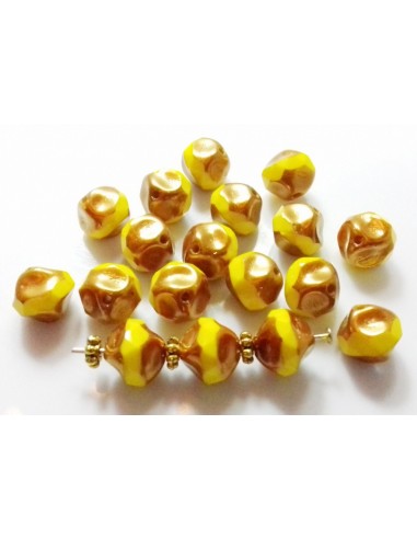 Margele Cehia sticla Fire Polish Baroque finisaj vintage cuprat 9mm