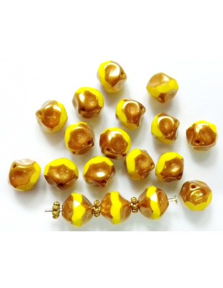 Margele Cehia sticla Fire Polish Baroque finisaj vintage cuprat 9mm