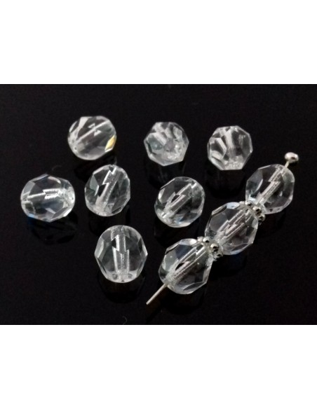 Margele Cehia sticla Fire Polish Round 7mm - Clear