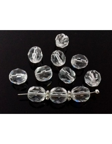 Margele Cehia sticla Fire Polish Round 7mm - Clear