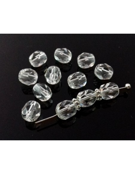 Margele Cehia sticla Fire Polish Round 6mm - Clear