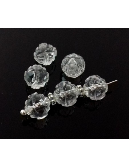 Margele Cehia sticla Fire Polish Rosebud 8mm - Clear