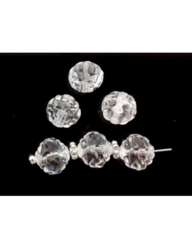 Margele Cehia sticla Fire Polish Rosebud 8mm - Clear