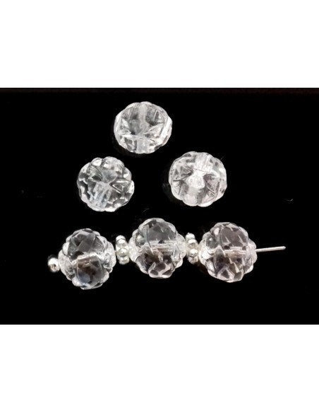 Margele Cehia sticla Fire Polish Rosebud 8mm - Clear