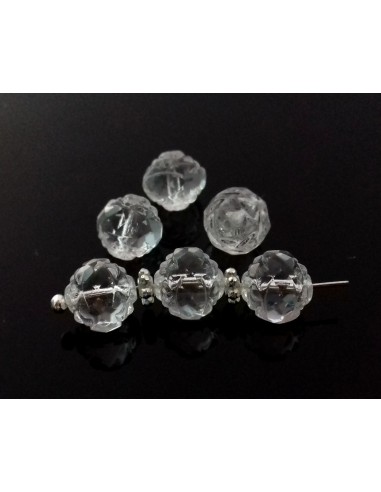 Margele Cehia sticla Fire Polish Rosebud 8mm - Clear