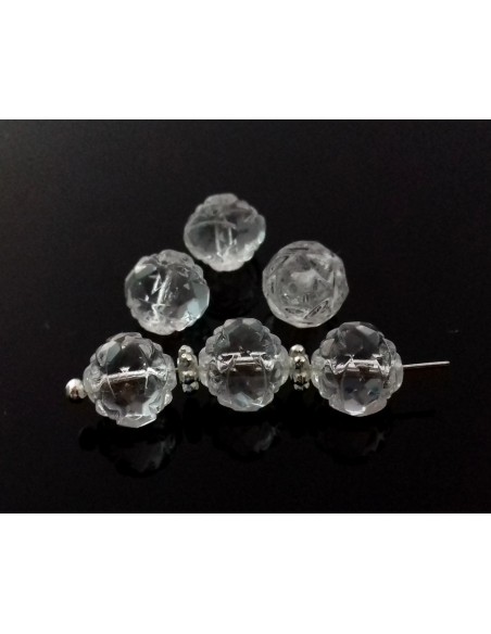 Margele Cehia sticla Fire Polish Rosebud 8mm - Clear