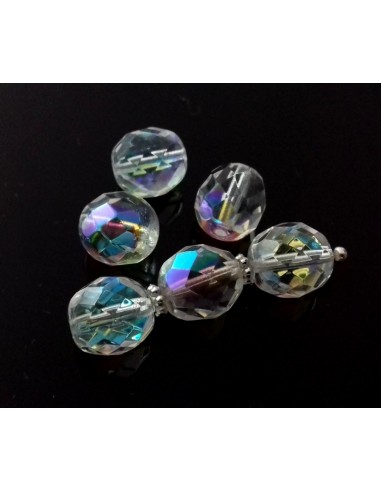 Margele Cehia sticla Fire Polish Round 10mm - Clear AB