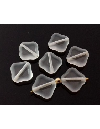 Margele Cehia sticla Fire Polish Table Cut 12x12 mm - Clear