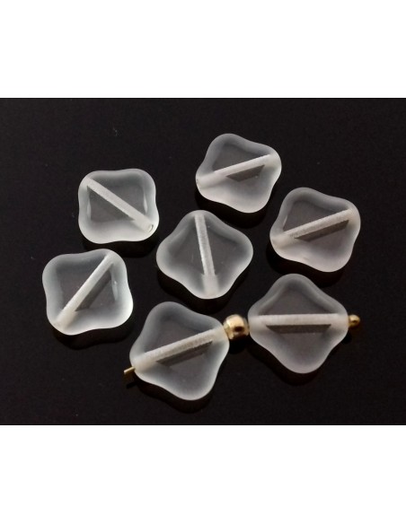 Margele Cehia sticla Fire Polish Table Cut 12x12 mm - Clear