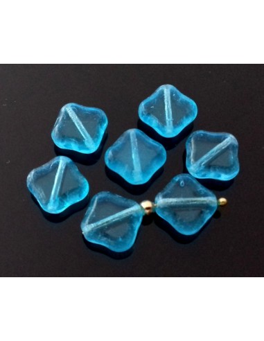 Margele Cehia sticla Fire Polish Table Cut 12x12 mm - Aqua