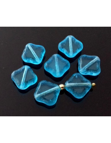 Margele Cehia sticla Fire Polish Table Cut 12x12 mm - Aqua