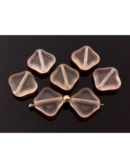 Margele Cehia sticla Fire Polish Table Cut 12x12 mm - Peach