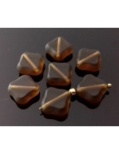 Margele Cehia sticla Fire Polish Table Cut 12x12 mm - Brown 2