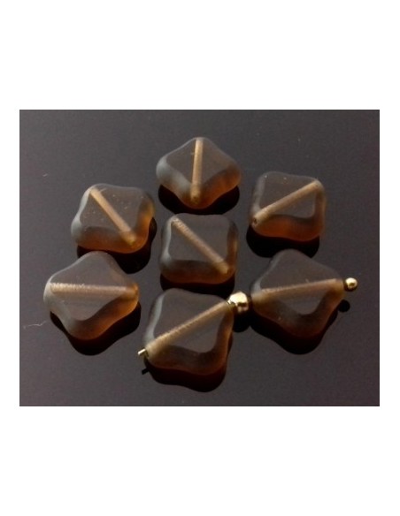 Margele Cehia sticla Fire Polish Table Cut 12x12 mm - Brown