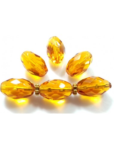 Margele Cehia sticla Fire Polish oval 12x8mm - Topaz