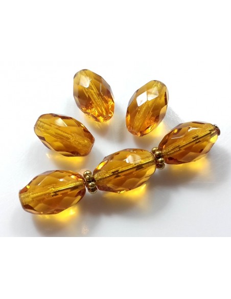 Margele Cehia sticla Fire Polish oval 12x8mm - Topaz