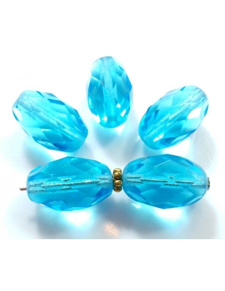 Margele masive Cehia sticla Fire Polish oval 15x10mm - Turquoise