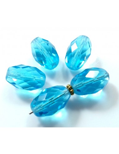 Margele masive Cehia sticla Fire Polish oval 15x10mm - Turquoise
