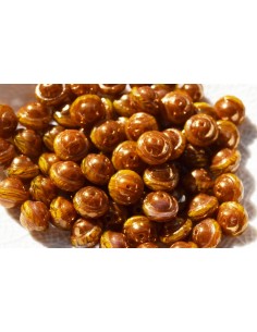 Margele Cehia sticla Fire Polish 10x8mm - Gold Ochre 2