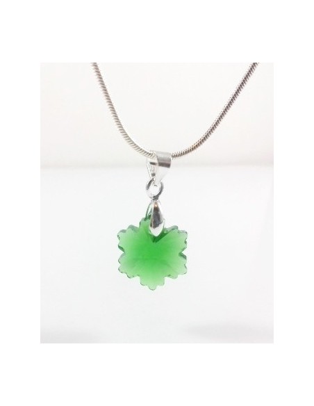 Pandantiv cristal floare fatetata verde 14 mm