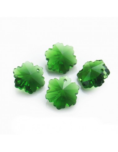 Pandantiv cristal floare fatetata verde 12 mm