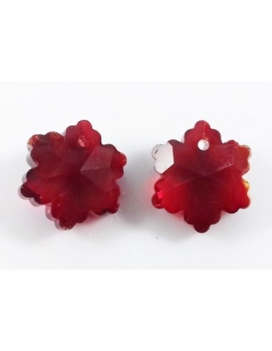 Pandantiv cristal floare fatetata rosu siam 14 mm