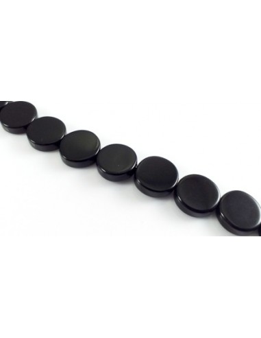 2 Margele onix negru banut plat 8x3.5...