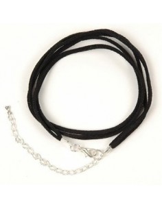 Baza colier faux suede negru cu inchizatoare lobster si lant prelungitor