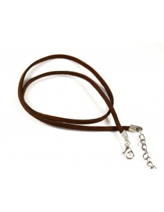 Baza colier faux suede maro cu inchizatoare lobster si lant prelungitor