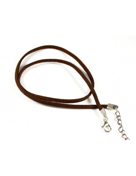 Baza colier faux suede maro cu inchizatoare lobster si lant prelungitor