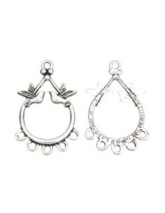 Chandelier cercei argintiu antichizat porumbei 24 x 36 mm﻿