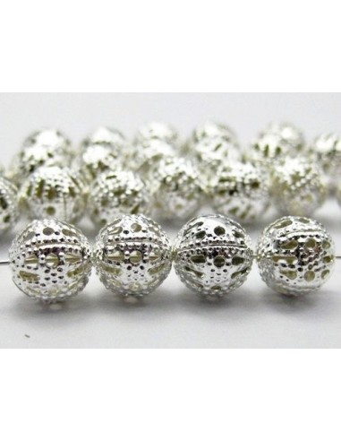 Distantier rotund argintiu filigran 8 mm