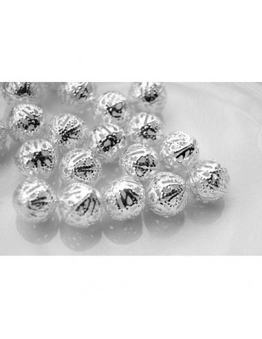 Distantier rotund argintiu filigran 8 mm