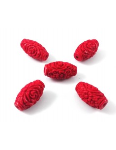 Margele cinnabar (cinabru) oval model flori 17 x 9 mm