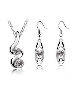 Set colier si cercei argintii cristale Swarovski