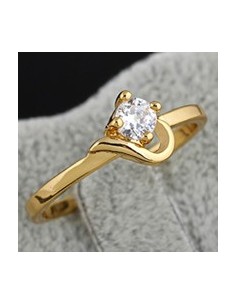 Inel placat cu aur 24k zirconiu alb nr 6.5