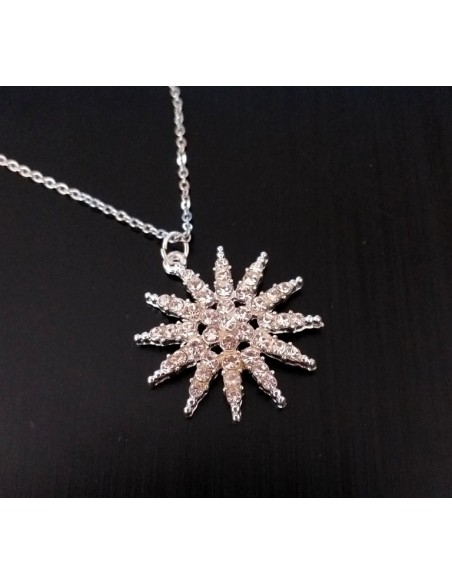 Colier argint pandantiv stea montura zirconii albe 