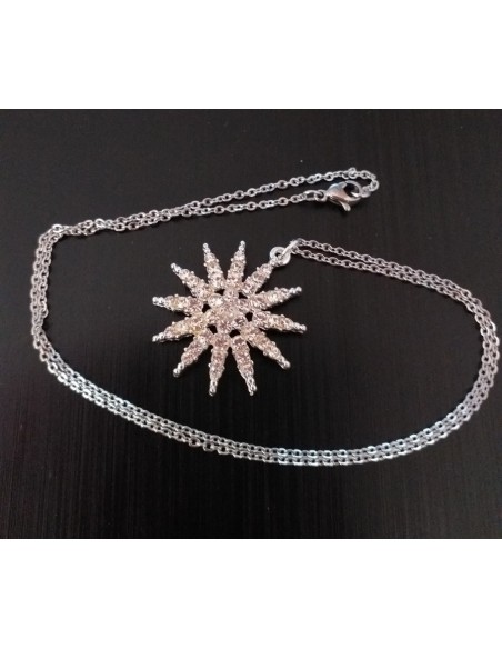 Colier argint pandantiv stea montura zirconii albe 