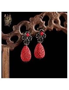 Margele cinnabar (cinabru) lacrima model flori 21 x 14 mm 2