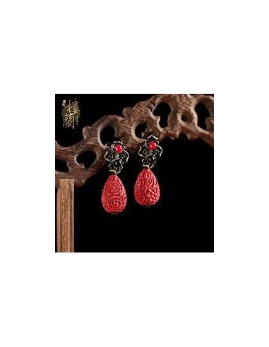 Margele cinnabar (cinabru) lacrima model flori 21 x 14 mm