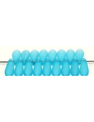 10 Margele sticla presata Cehia "Daggers" 16 x 5 mm - Matte Aqua