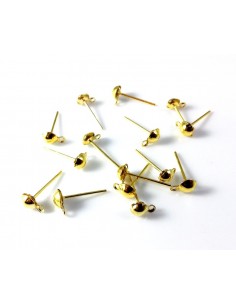 Tortite cercei aurii cu bila si anou 14 x 7 mm (2 buc)